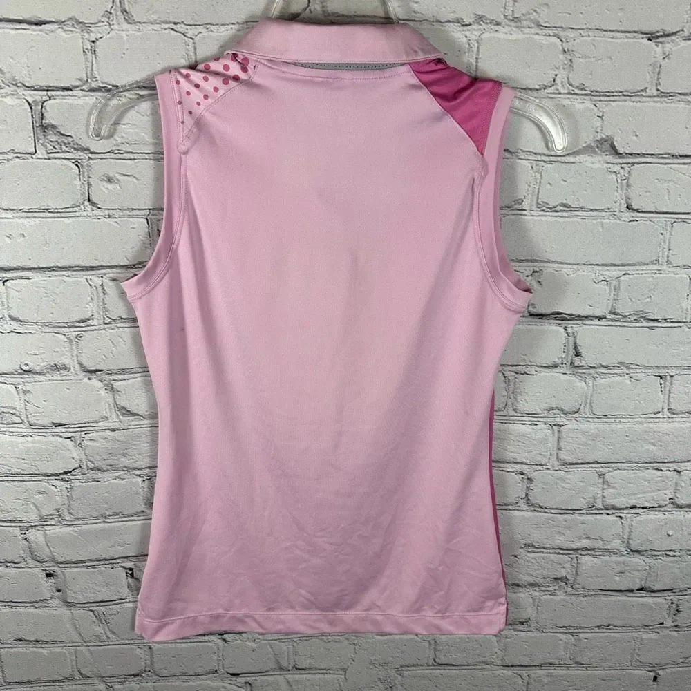 Nike Women’s Sleeveless Polo Shirt Tour Performance Dri-Fit Pink & Polka Dots XS